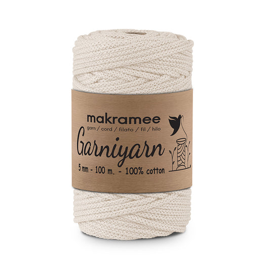 Braided Cotton Cord 5 mm x 100m (Natural)  - Premium Braided Cord  for Crochet, Macrame Craft & DIY Project