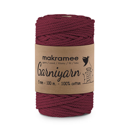 Braided Cotton Cord 5 mm x 100m (Burgundy)  - Premium Braided Cord  for Crochet,Macrame,Craft & DIY Project