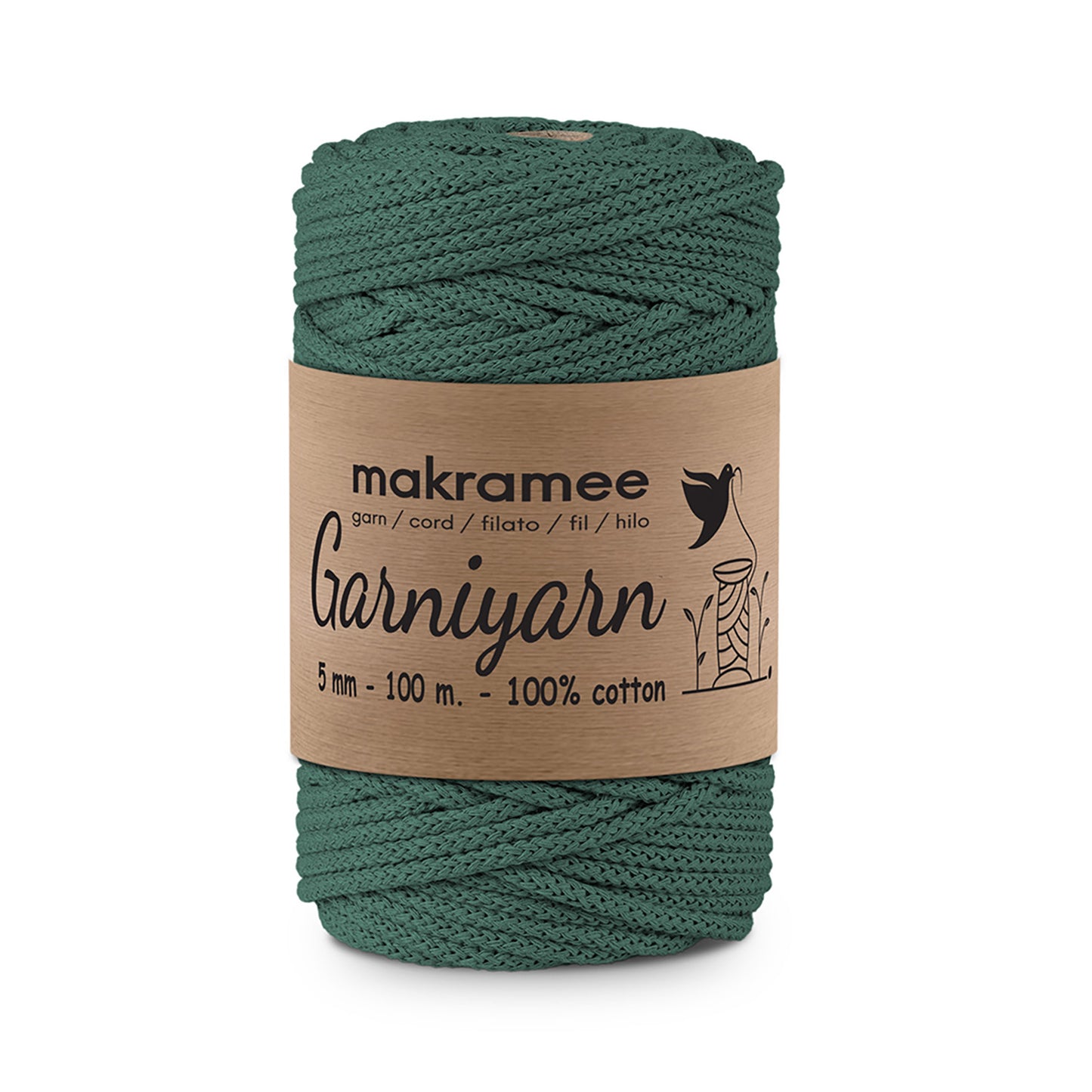 Braided Cotton Cord 5 mm x 100m (Christmas tree Green )  - Premium Braided Cord  for Crochet,Macrame,Craft & DIY Project