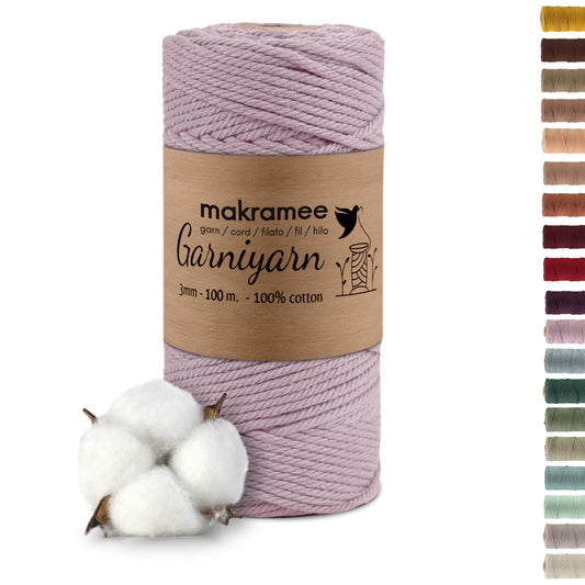 Macrame cord 3 mm Premium 100% Cotton , 100m Old Rose